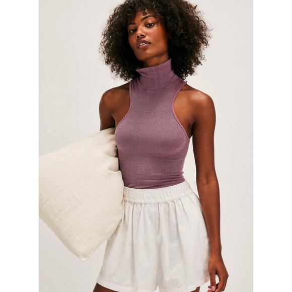 Free People Always Ready Seamless Turtleneck Tank Aged Red M/L - Picture 1 of 4